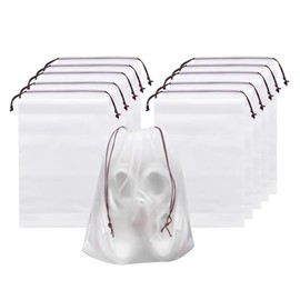 WishLotus 15 PCS Transparent Shoe Bag, Portable Waterproof Drawstring Bags for Travelling Kitchen Bedroom Storage (10, Clear, 15.8 x 11.86 in)