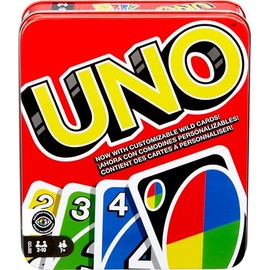 UNO Original Caja Metálica, Juego de Mesa Familiar de 2 a 10 Jugadores                                                                                