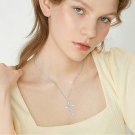 POTOPYY Cross Music Note Necklace Sterling Silver Treble Clef Pendant Music Jewelry for Women Mothers Day Gifts for Mom Wife Daughter Sister Friend