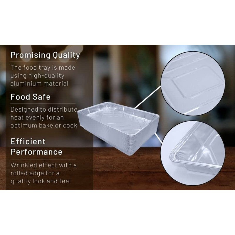 Sunrise Packaging Aluminium Foil Baking Tray [12” x 8”] Disposable