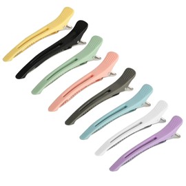 8 x Hair Clips for Styling, 3.5" Duck Bill Clips, Pin Curl Metal Sectioning Rollers, Long Roller Styling Alligator Hairdressing (8 colors, 8 Pcs) | Metal Section Clips: No-Trace Duckbill Clips for Cutting & Styling Non-slip, hair friendly, reusable