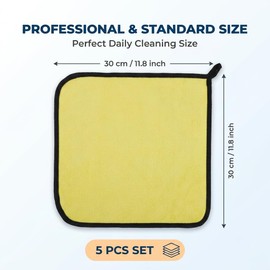 Microfiber Cleaning Cloth 5 Pcs 11.8 x 11.8 Inch Dual Layer