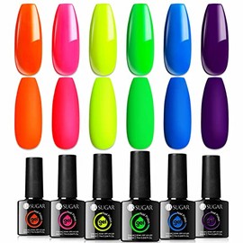 UR SUGAR Juego de esmalte de uñas de gel neón, naranja, rosa, azul, amarillo, verde, morado, colección primavera y verano, kit de esmalte de gel de...