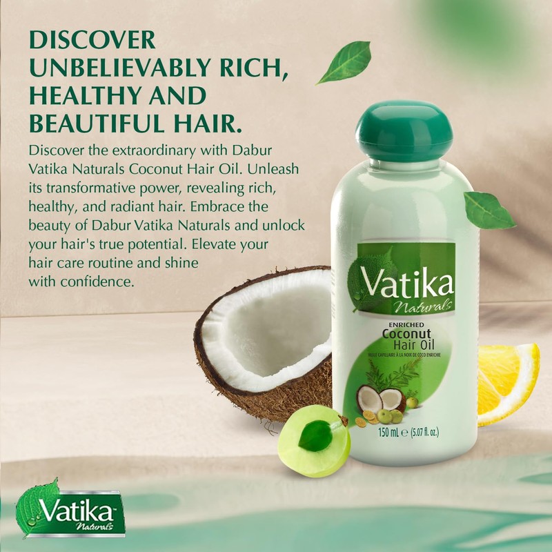 Dabur Vatika Naturals Coconut Hair Oil with Henna, Amla, Lemon