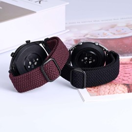 BISONSTRAP Pack of 2 Braided Nylon Bracelets, Improved Adjustable Buckle, Stretchy Loops, Watch Strap for Men and Women, Compatible with Watch Lugs of 16 mm, 18 mm, 19 mm, 20 mm, 22 mm, 24 mm, Nylon,