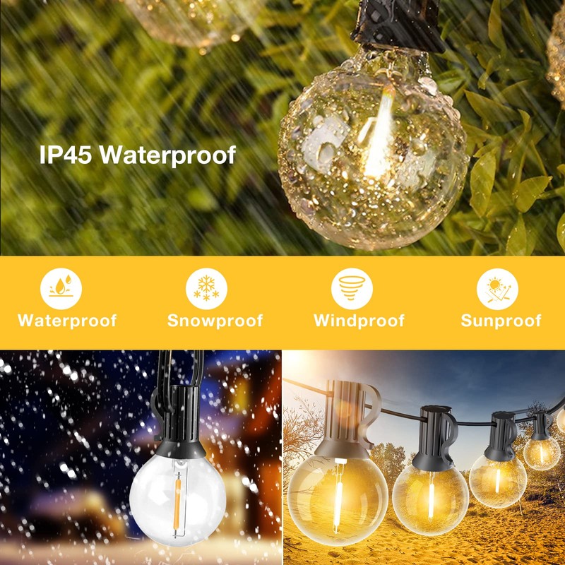 String Lights for Outside 150FT,Dimmable Waterproof Outdoor String Lights with