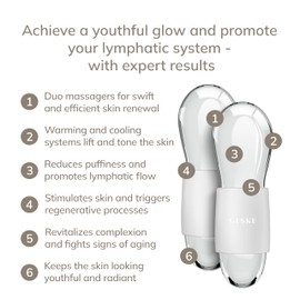 GESKE SmartAppGuided™ Cool & Warm Duo Eye Massager | 7 in 1 | Time-saving Dual Massager | For Eyes & Face | Battery-free Cooling & Warming | Firms, Relaxes & De-Puffs Skin