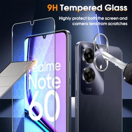 Locofun Schutzfolie für Realme Note 60 für Panzerglas, 9H Härte Panzer Schutz Glas und Kameraschutz Folie, [2+2 Stück] Anti-Kratzer Displayschutzfolie Schutzglas