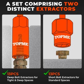 Deep Bolt Extractor Set,28 PCS Impact Bolt & Nut Remover Set,Stripped Lug Nut Remover,Extraction Socket Set for Removing Spark Plug,Damaged Rounded-Off Bolts,Nuts,Studs,Threaded Tubes