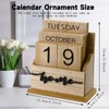 Sekonow Wooden Block Perpetual Calendar for Desk, Wood Desktop Month