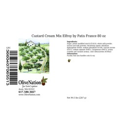 Patis France Elfroy Cream Mix, Patis France Elfroy Custard Cream Mix from OliveNation, Creamy Filling for Desserts, Tarts, Pies, Souffles - 80 ounces