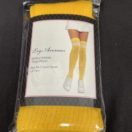 Leg Avenue Thigh High Socks, Yellow & White - One Size (90-165 lbs)