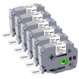 BOYEEZON TZe Tape Compatible for Brother Label Printer Tape Tze-231 12mm 0.47 Laminated Tape Black on White for Brother P Touch PT-H110 PT-H101C PT-H105 PT-H108 PT-E110 PT-1000 PT-1250, 6 Pack