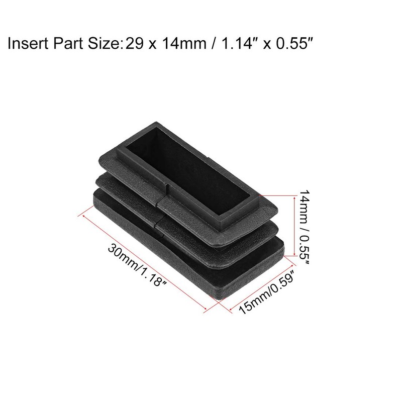 sourcing map Plastic Plug End Caps 30mm x 15mm Rectangular