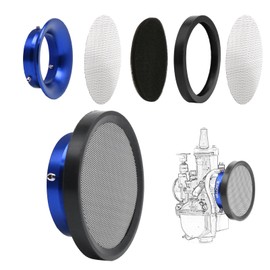 Carburetor Carb Velocity Stack Air Filter Cleaner Modified Trumpet Aluminum Alloy with Sponge Filter Steel Mesh for PWK21-30mm Short Fast Intake Suggest for Small Displacement (Blue,50mm)