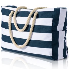 Bolsas de playa para mujer, bolsa grande impermeable con cierre, bolsa de playa impermeable a prueba de arena, bolsa de piscina grande, Azul oscuro