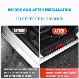 4PCS Carbon Fiber for Camaro Accessories Door Sill Protector RS Emblem Door Sill Scuff Plate Threshold Guard Cover Trim Reflective Automotive Door Sill Sticker (RS)