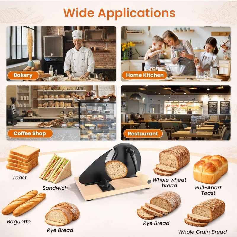 Manual Bread Slicer for Homemade Sourdough Bread, Adjustable Thickness Hand