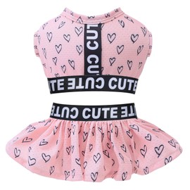 CuteBone Two Piece Dog Sports Dress Athleisure Puppy Skirt Lightweight Small Dogs Girl Clothes Cat Apparel SPS09S