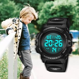 Kids Watch,Boys Watch for 3-12 Year Old Boys,Digital Sport Outdoor Multifunctional Chronograph LED 50 M Waterproof Alarm Calendar Analog Watch for Children with Silicone Band