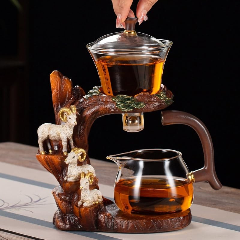 Fire Kirin Glass Teapot Set with Infuser Semi Automatic Tea