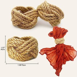WINGFISH - Juego de 50 servilleteros tejidos de yute de arpillera de granja a granel para mesa de comedor, servilleteros náuticos para decoración de mesa para fiestas, banquetes, bodas, cumpleaños