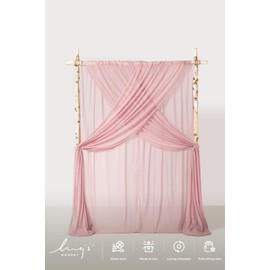 Ling's moment 10ft x 23ft Blush Pink Wedding Backdrop Curtains for Arch Drape Sheer Crepe Fabric Wrinkle-Free Tablecloth for Birthday Baby Shower Bridal Shower Photo Booth Decoration