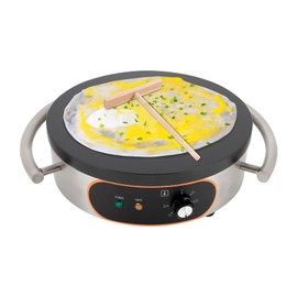Commercial Crepe Maker Thin Pancake Griddle Single Pan Mini Pancakes Machine Electric Frying With Spatula Non-Stick Hotplate Adjustable Temperature For Catering Industry Bakeries Cafes (16In)