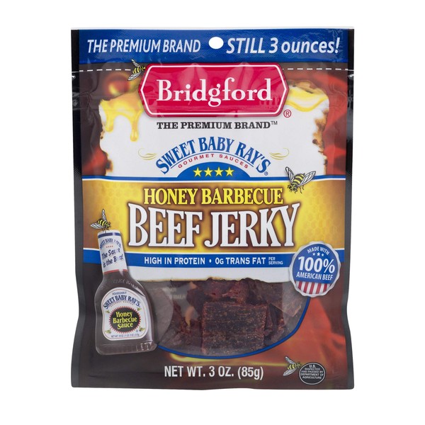 Bridgford Sweet Baby Ray's Honey Barbecue Beef Jerky, 3 Oz, Pack of 2