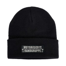 No Face No Name Motorised Edge Group Hat in Black I Unisex I Embroidered Patch to Change I Beanie Knitted Hat Winter Hat, black