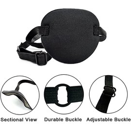 Eye Patch Single Eye Patch Pirate Eye Patch,Elastic Eye Patch Lazy Eye Patch,Adjustable Elastic Lazy Eye Patch Silk Pirate Eye Patch Mask Black Single Eye Mask with Adjustable Buckle for Adult and Kid