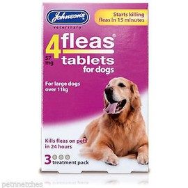 Johnson's 4 Fleas Tablets for Large & Small Dogs - Dog Flea Tablets (Large Dogs over 11kg 3 Tabs)