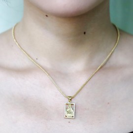 malahill 14K Gold Plated Cubic Zirconia The Virgin Mary Necklace Dainty Brass Chain Necklace for Women Gold The Virgin Mary Choker Necklace