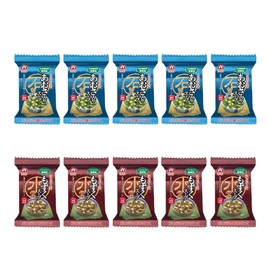Sea Lettuce Soup and Mozuku Soup With No Chemical Seasoning 0.2oz 5pcs x 2types Japanese Freeze Dry Instant Soup Amano Foods Ninjapo