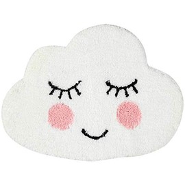 HYST Playtime Cozy Cute Cloud Shaped Bedroom Bathroom Doorway Kitchen Floor Rug Carpet Water Absorption Non-Slip mat for Kid's Room (White, 86x64cm)