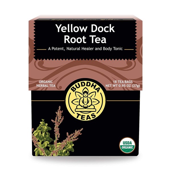 Organic Yellow Dock Root Tea – 18 Bleach-Free Tea Bags – Caffeine-Free Tea, Powerful Detoxifier That Supports a Healthy Gastrointestinal System, Good Source of Vitamins, Kosher