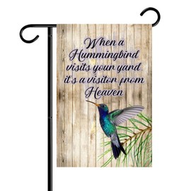 Double-Sided Garden Flag 12x18 Fall Yard Decor, Outdoor Garden Welcome Flag for Lawn, Farm and Patio Banner (Hummingbird Bereavement)