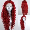 RONGDUOYI Red Long Deep Curly Wig Synthetic Lace Front Wig