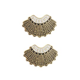 2PCS Gold Dissent Pin RBG Enamel Pin Ruth Bader Ginsburg Feminist Pin Female Justice Brooches
