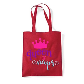 Queen Of Naps Statement cotton tote shopping bag - Red