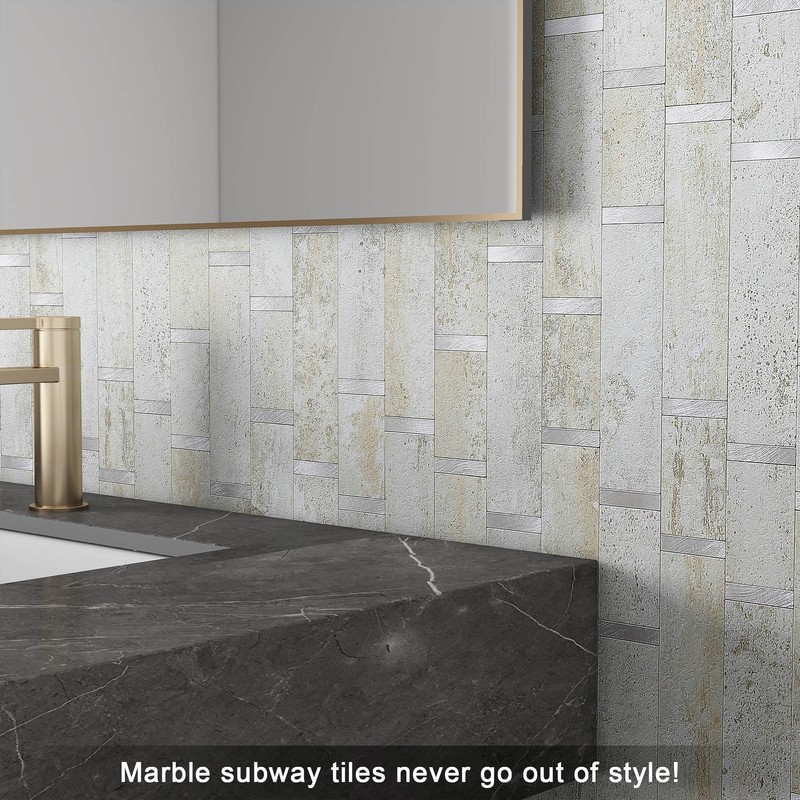 VAOVI Matte Marble Subway Tile Peel and Stick Backsplash for