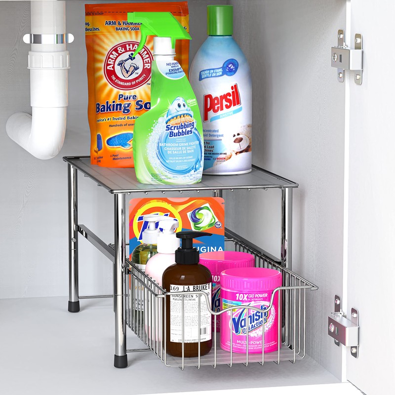 Simple Houseware Chrome Metal Stackable Storage Rack, 16.75 in L