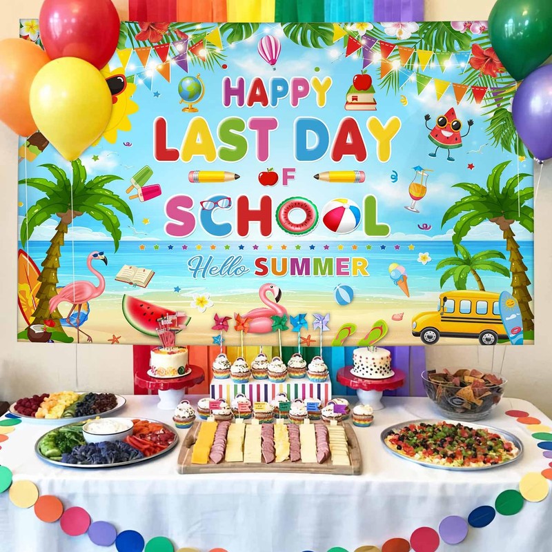 AIBIIN Happy Last Day of School Summer Graduation Backdrop End