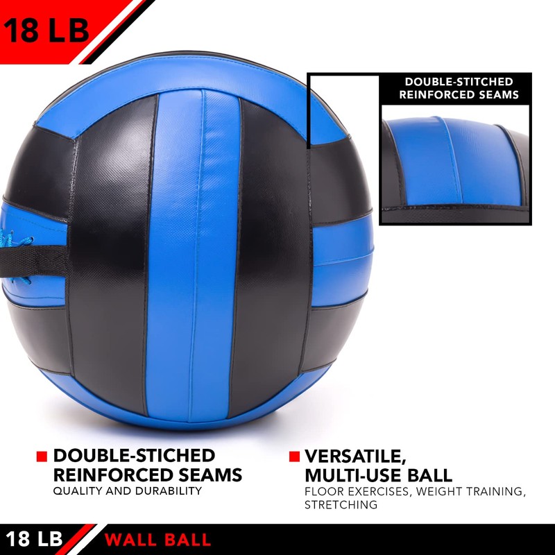 JFIT Wall Ball, 18 LB, Blue/Black