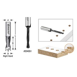 Amana Tool 204004 - Broca perforadora con punta de carburo (diámetro de 4 mm, largo de 70 mm, vástago de 10 mm)