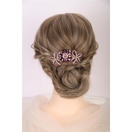 Aimimier Dainty Flower Butterfly Rhinestone Hair Side Combs Sparkly Crystal Long Teeth Comb Wedding Bridal Hair Accessories for Women (Purple)