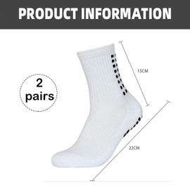 Mystiqut 2 Pairs Grip Socks Football White Grip Socks Basketball Socks Anti Slip Socks White Grip Socks Football Grippy Socks Gain the Edge Grip Socks Grip Socks Rugby Football Grip Socks