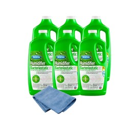 Plexon Microfiber Cleaning Cloth 14"x14" and Best Air Humidifier Water Treatment, 32 Fl Oz – Powerful Formula for Odor & Buildup Removal, Extends Humidifier and Wick Lifespan (32 Fl Oz, 6 Pack)