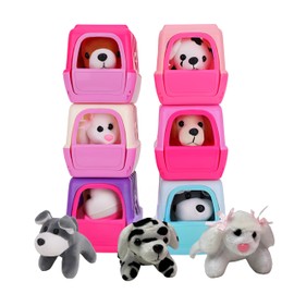 ADEPTNA Plush Toy Dog in Carry Case - Stuffed Soft Cuddly Puppy - The for Little Dog Lovers - One Random Color will be Sent Out