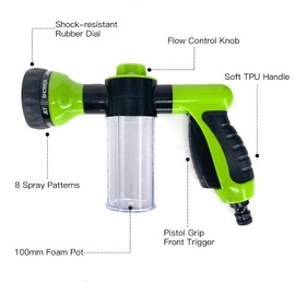 Garden Hose Spray Nozzle with 7 Adjustable Spray Watering Patterns, High Pressure Nozzle Sprayer for Plants, Car Wash,Cleaning, Pets